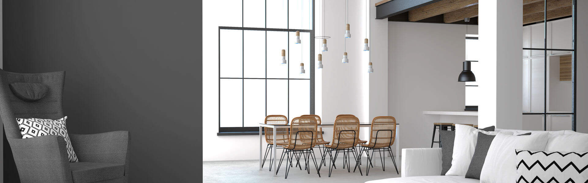 Black and white painted living room